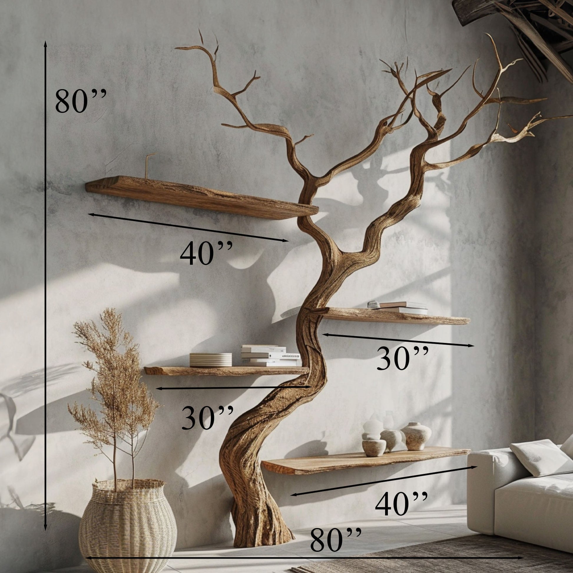 Tree Branch Floating Shelves Wood Rustic Shelf SINLTB042