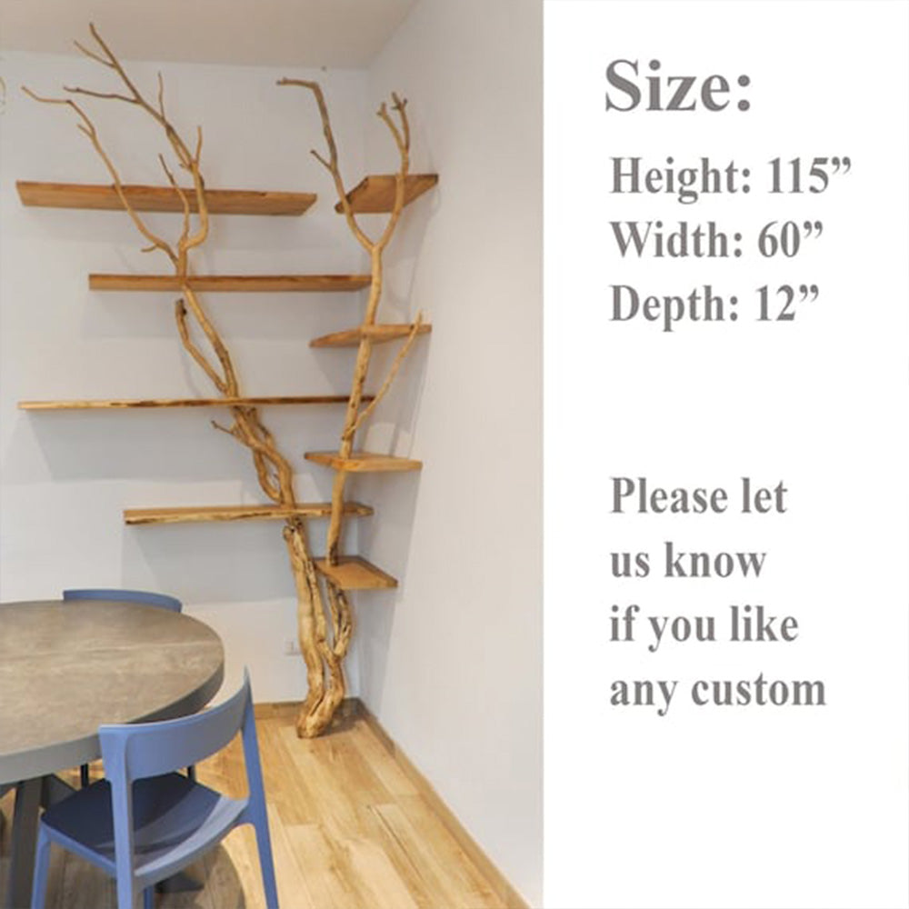 Tree branch corner shelf natural wood SINLTB020