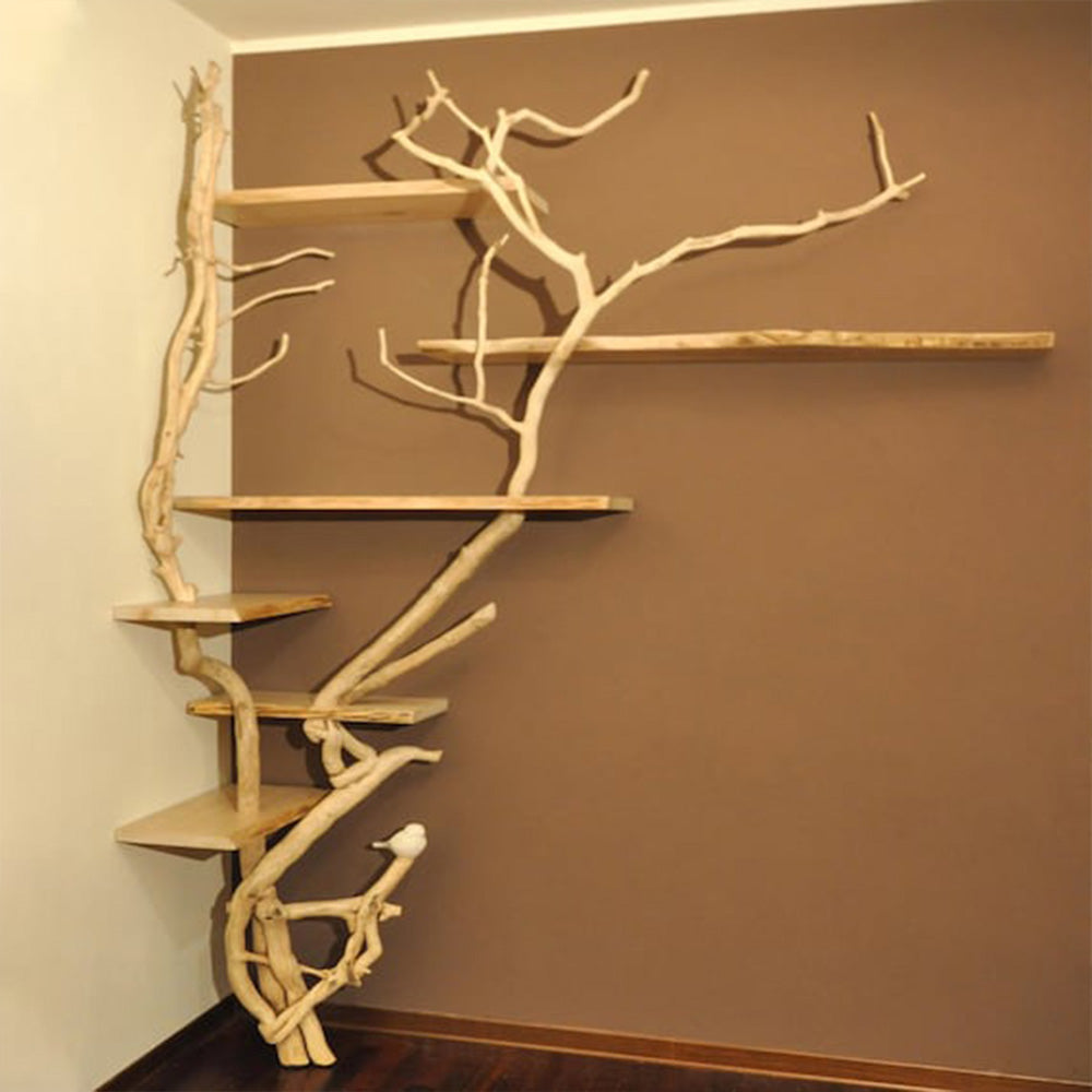 Tree branch corner shelf natural wood SINLTB020