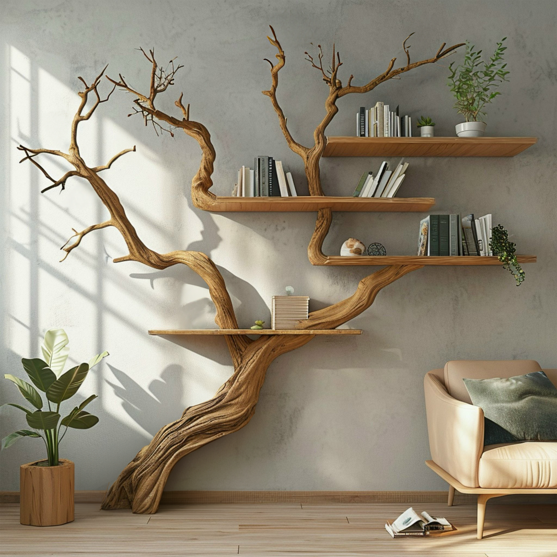 Tree Branch Shelf Wall Mount Bookshelf SINLTB066