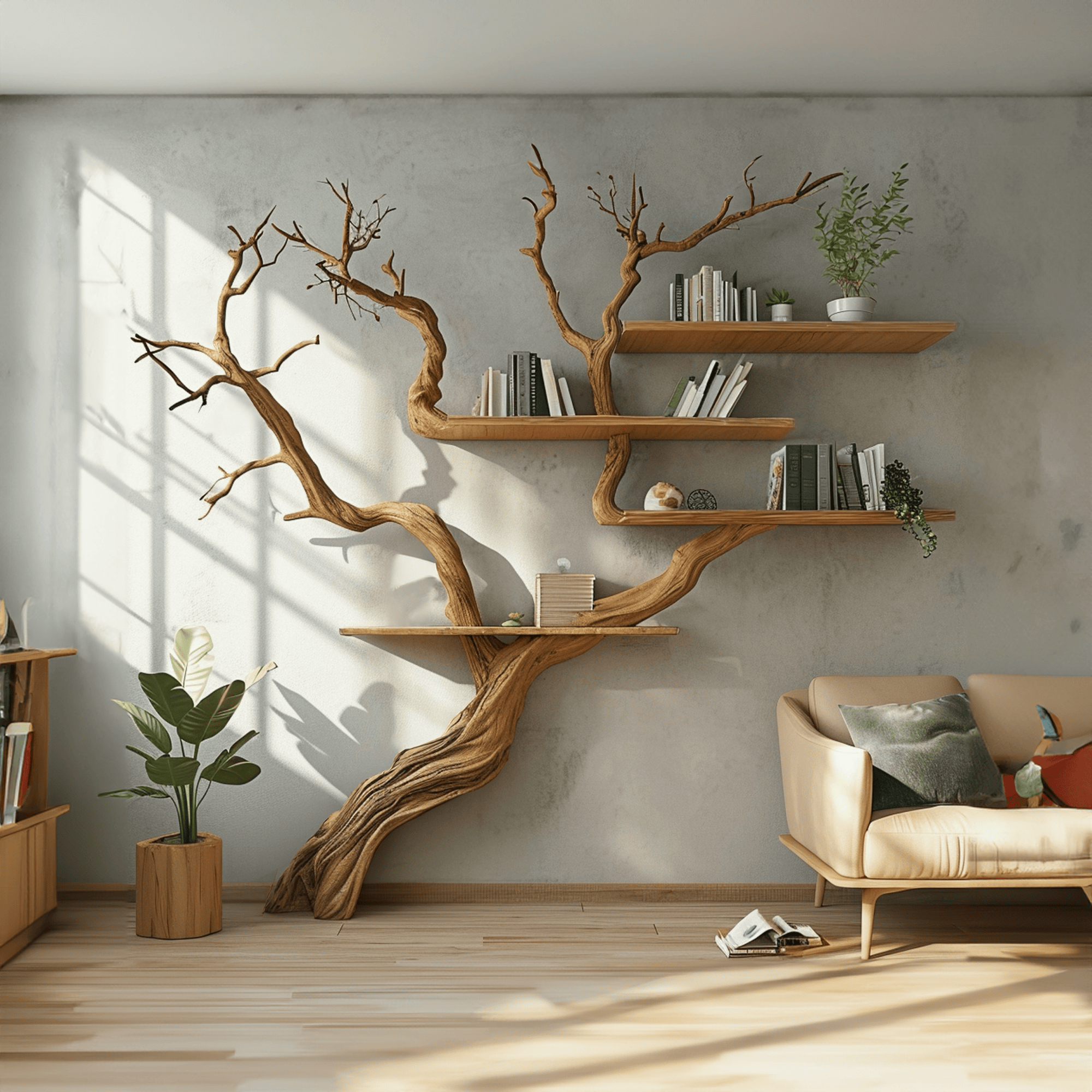 Tree Branch Shelf Wall Mount Bookshelf SINLTB066