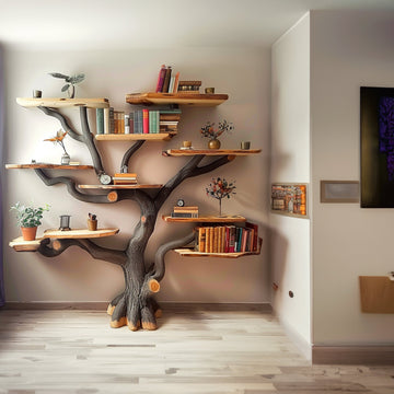 Tree Books Shelf Decor Floating Bookshelf Wall Mount SINLTB055