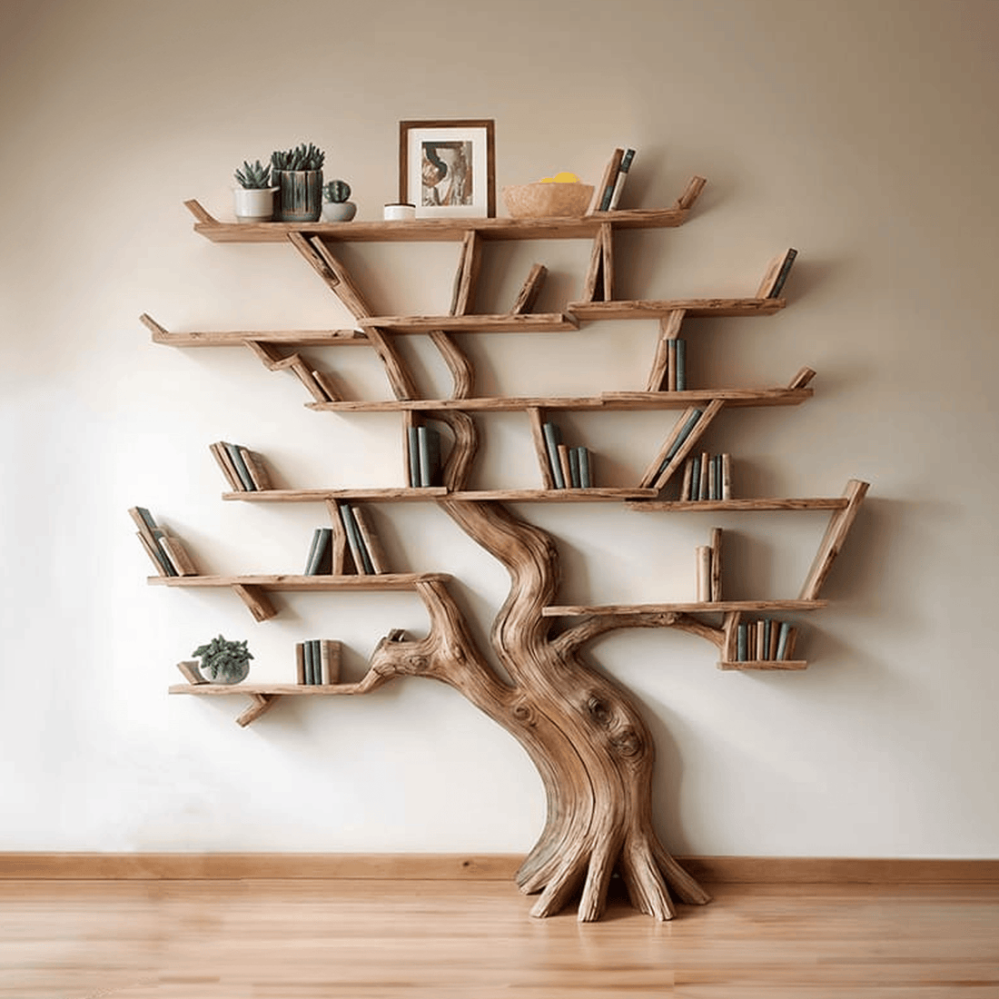 Tree Book Shelf Solid Wood Bookcase SINLTB062