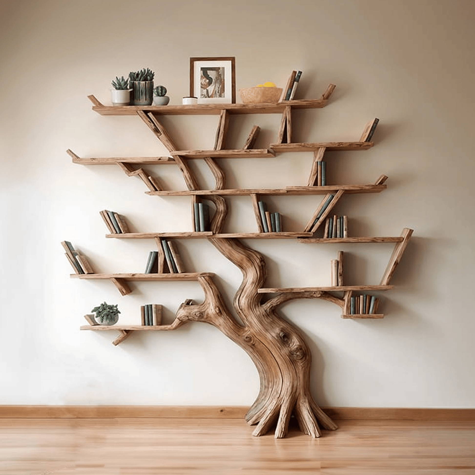 Tree Book Shelf Solid Wood Bookcase SINLTB062