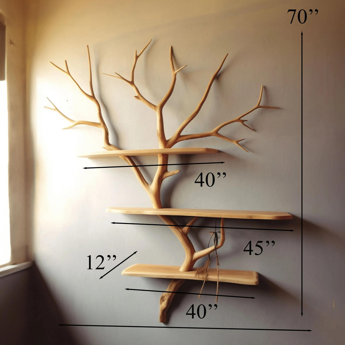 Tree Branch Floating Shelf Wall Mount Bookshelf SINLTB052