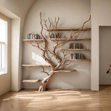 Tree Bookshelf Wall Mount Solid Wood Bookcase SINLTB073