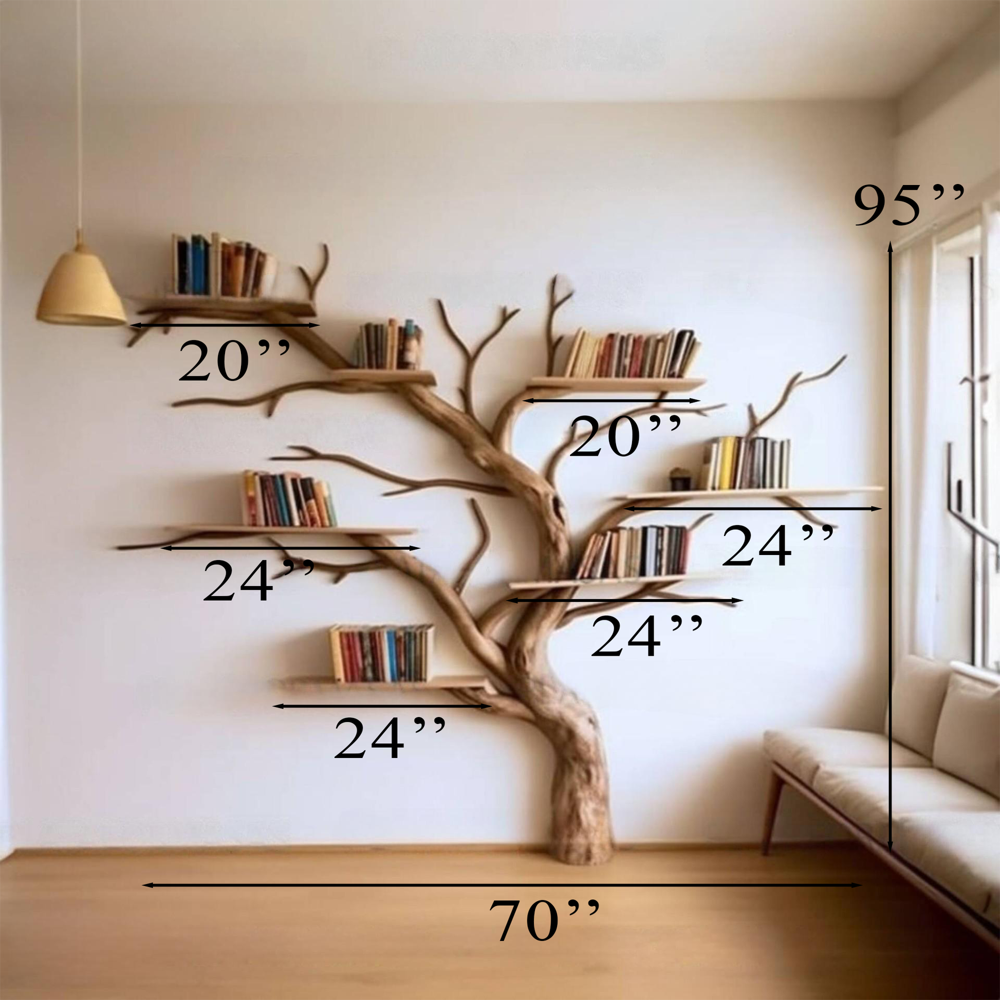 Tree Branch Floating Shelf Solid Wood SINLTB016