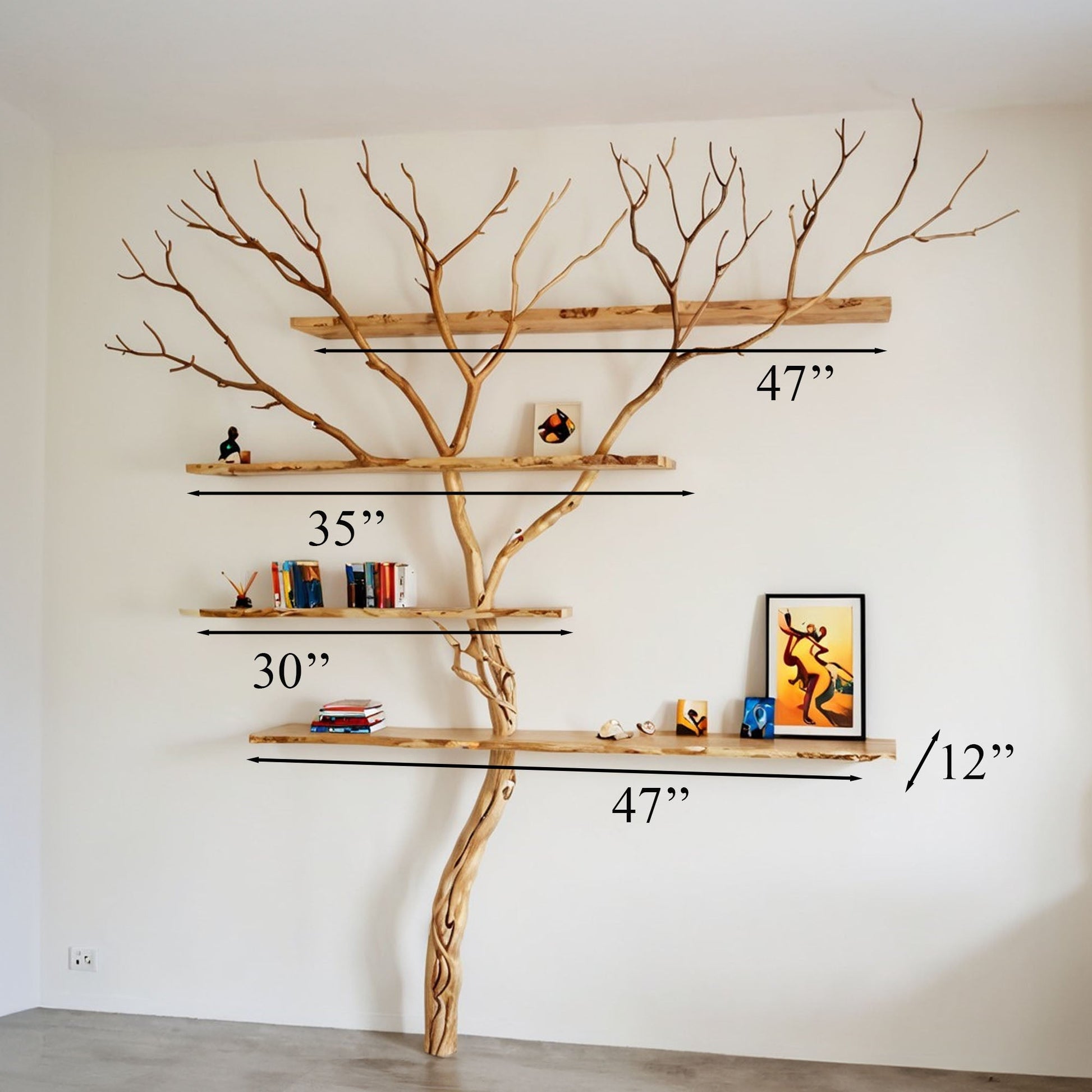 Tree Branch Floating Corner Bookshelf SINLTB041