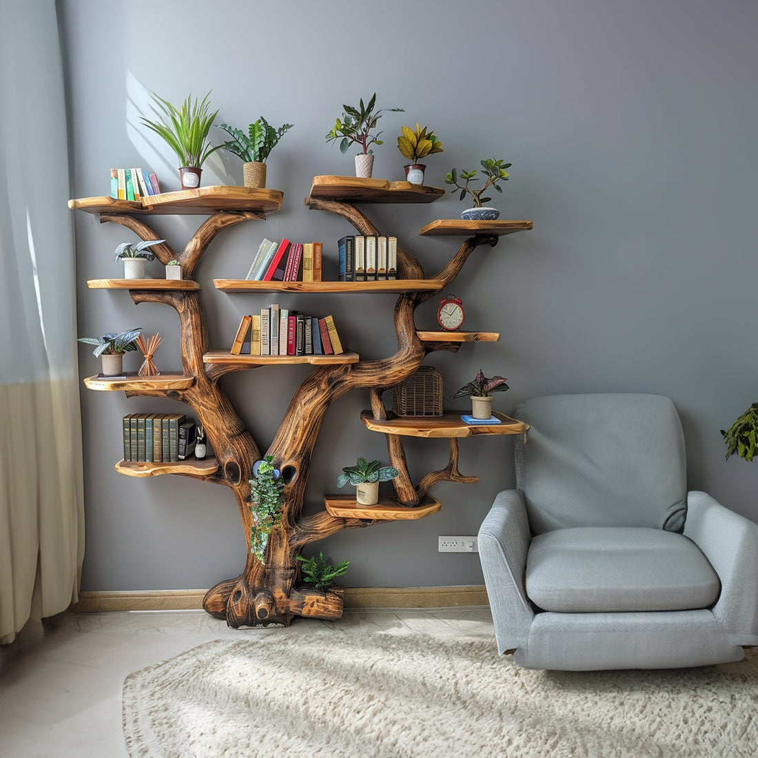 Tree Floating Book Shelf Wall Mount SINLTB056