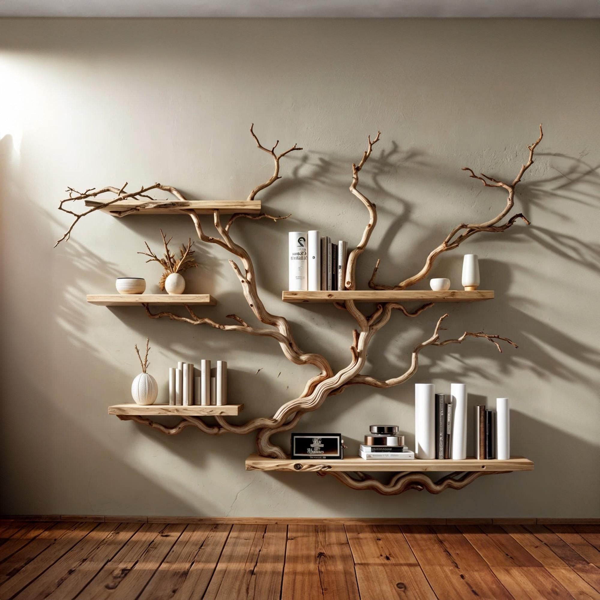 Driftwood Branch Floating Bookshelf