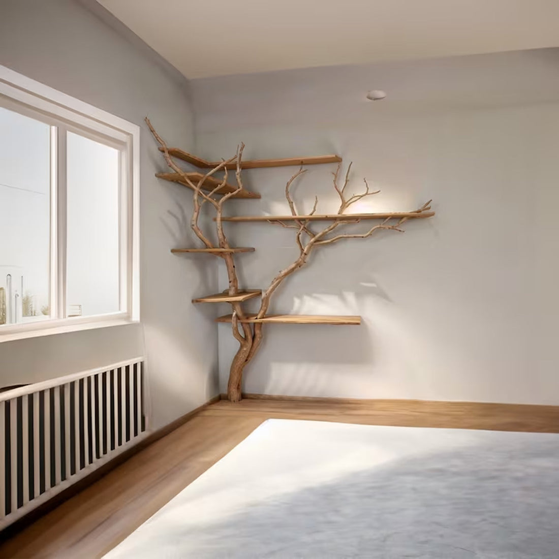 Driftwood Branch Wall-Mounted Bookshelf