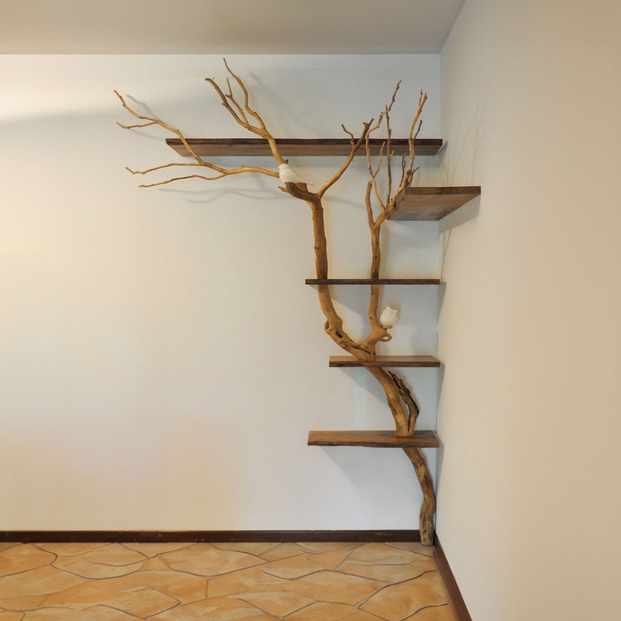 Wooden Tree Branch Floating Shelves