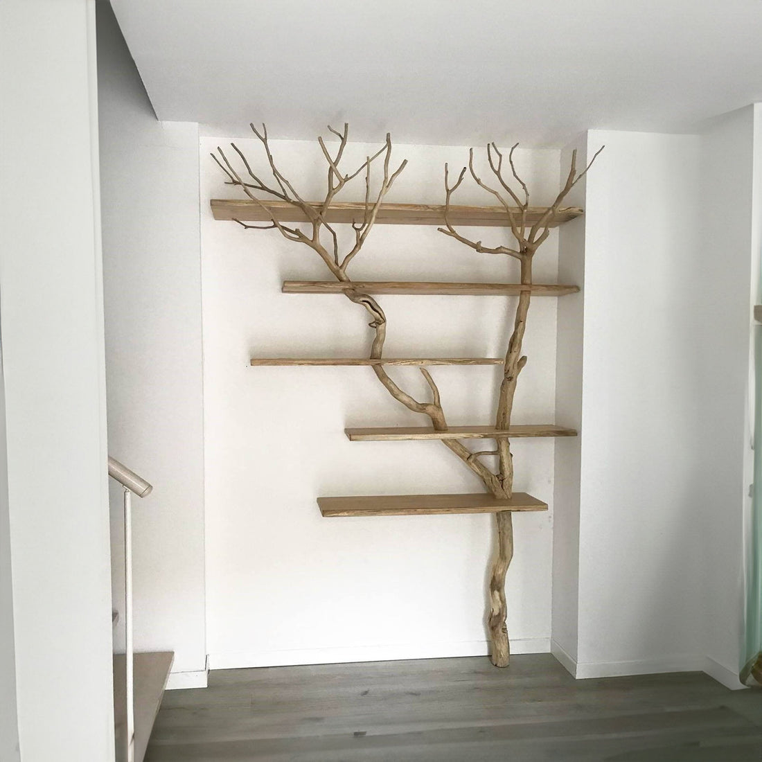 Solid Wood Tree Branch Floating Shelf