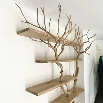 Solid Wood Tree Branch Floating Shelf