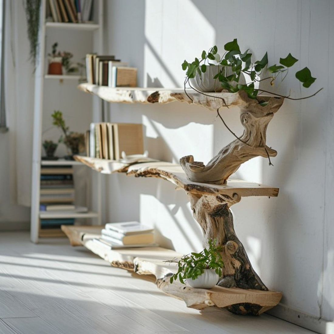 Tree Branch Standing Corner Shelf