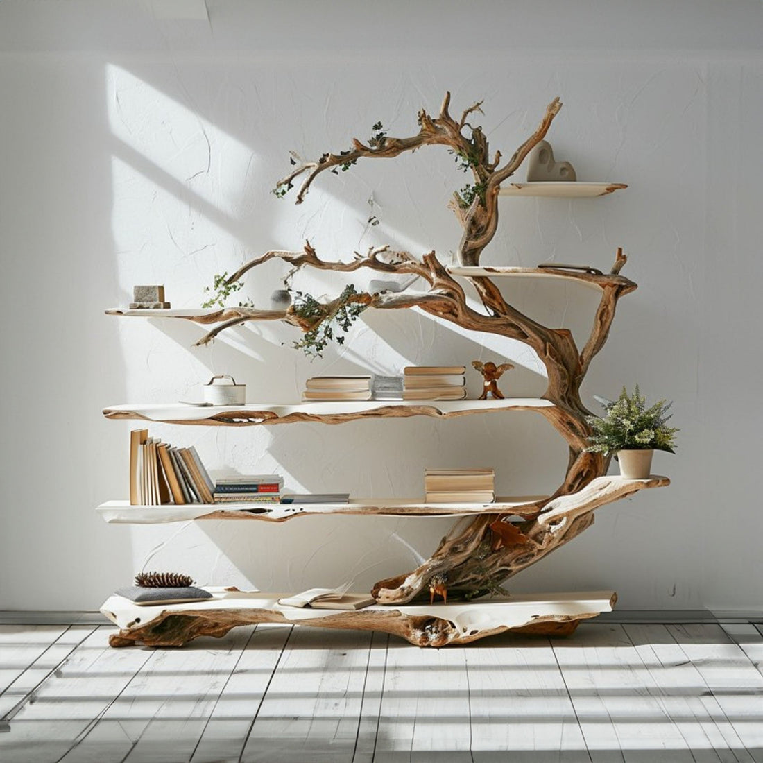 Tree Branch Standing Corner Shelf