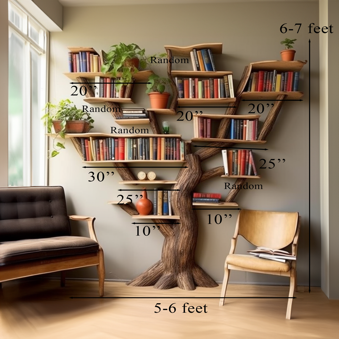 Custom Tree Branch Standing Corner Shelf