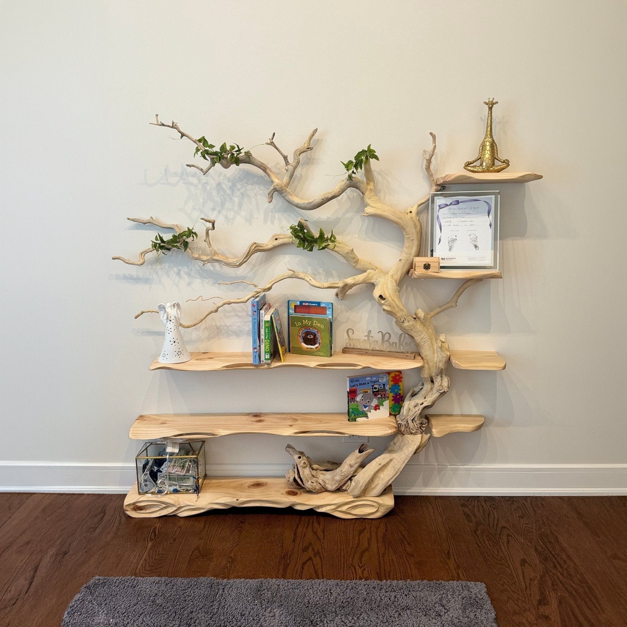 Driftwood Tree Branch Standing Shelf