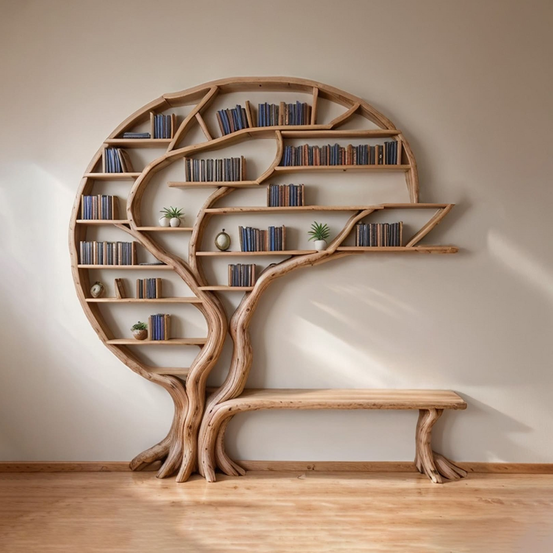 Custom Tree Branch Bookshelf