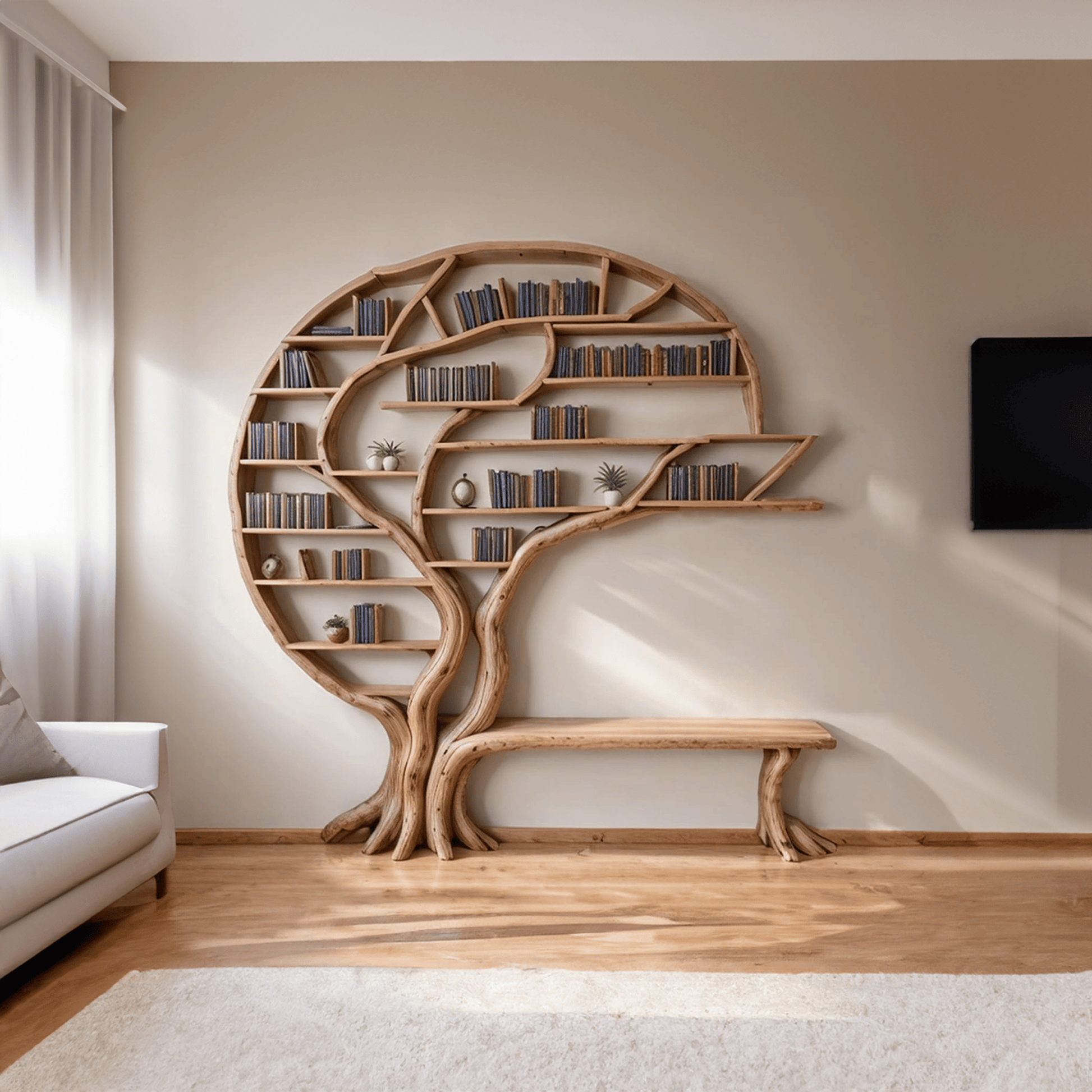 Custom Tree Branch Bookshelf