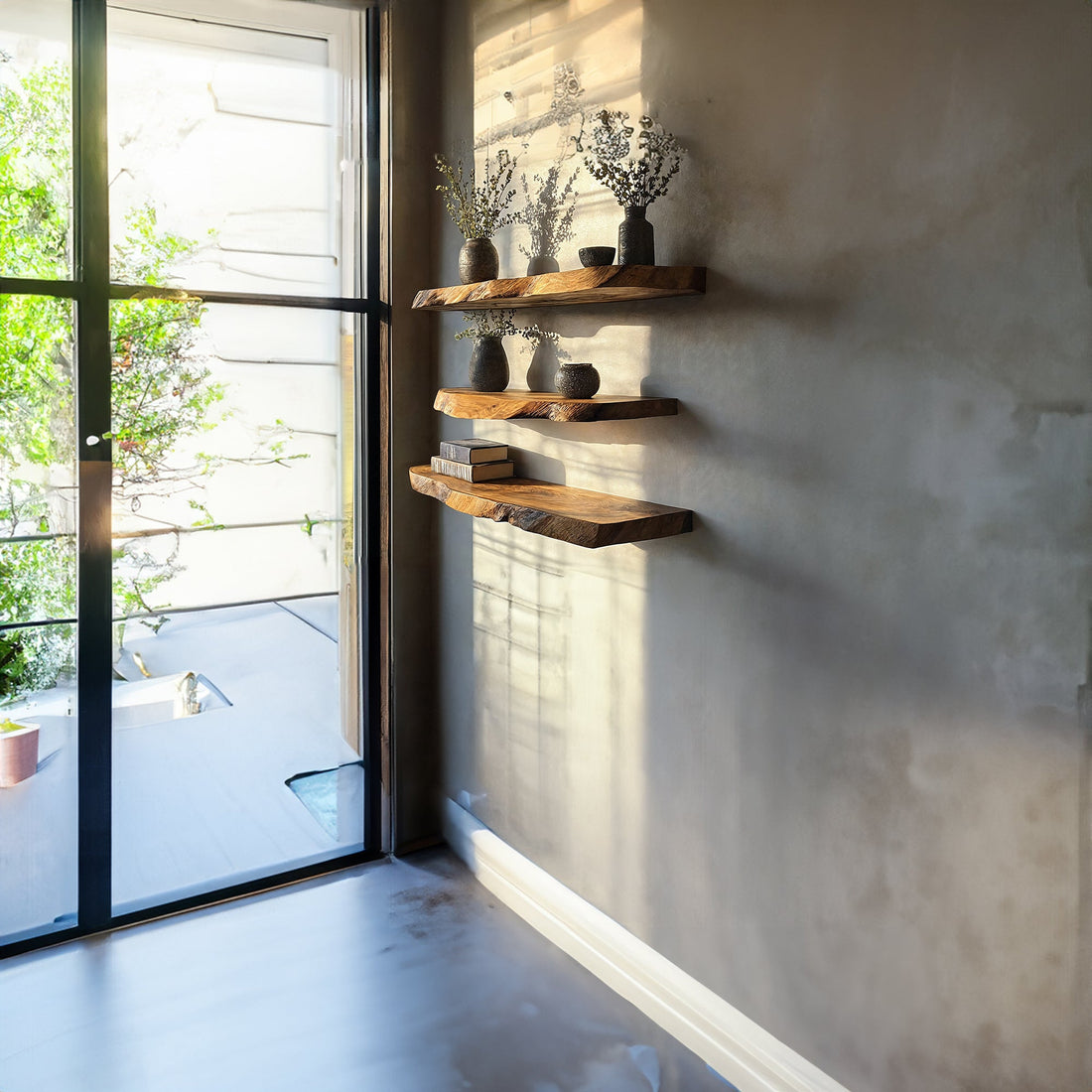 Farmhouse-Style Floating Wall Shelves