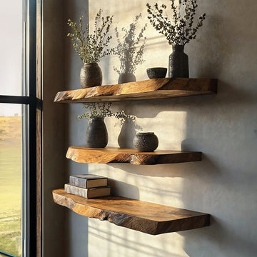 Farmhouse-Style Floating Wall Shelves