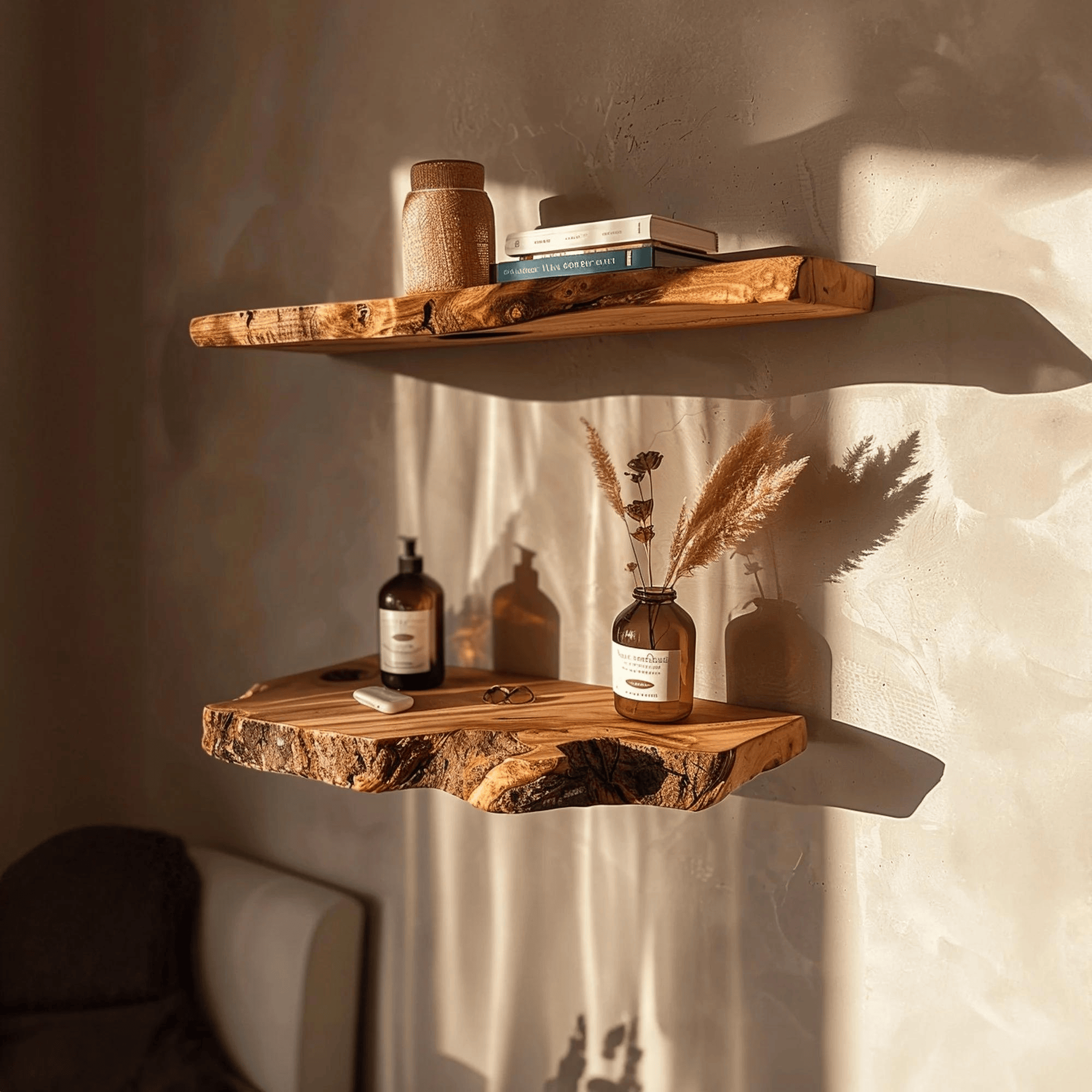 Custom Live Edge Floating Wall Shelf