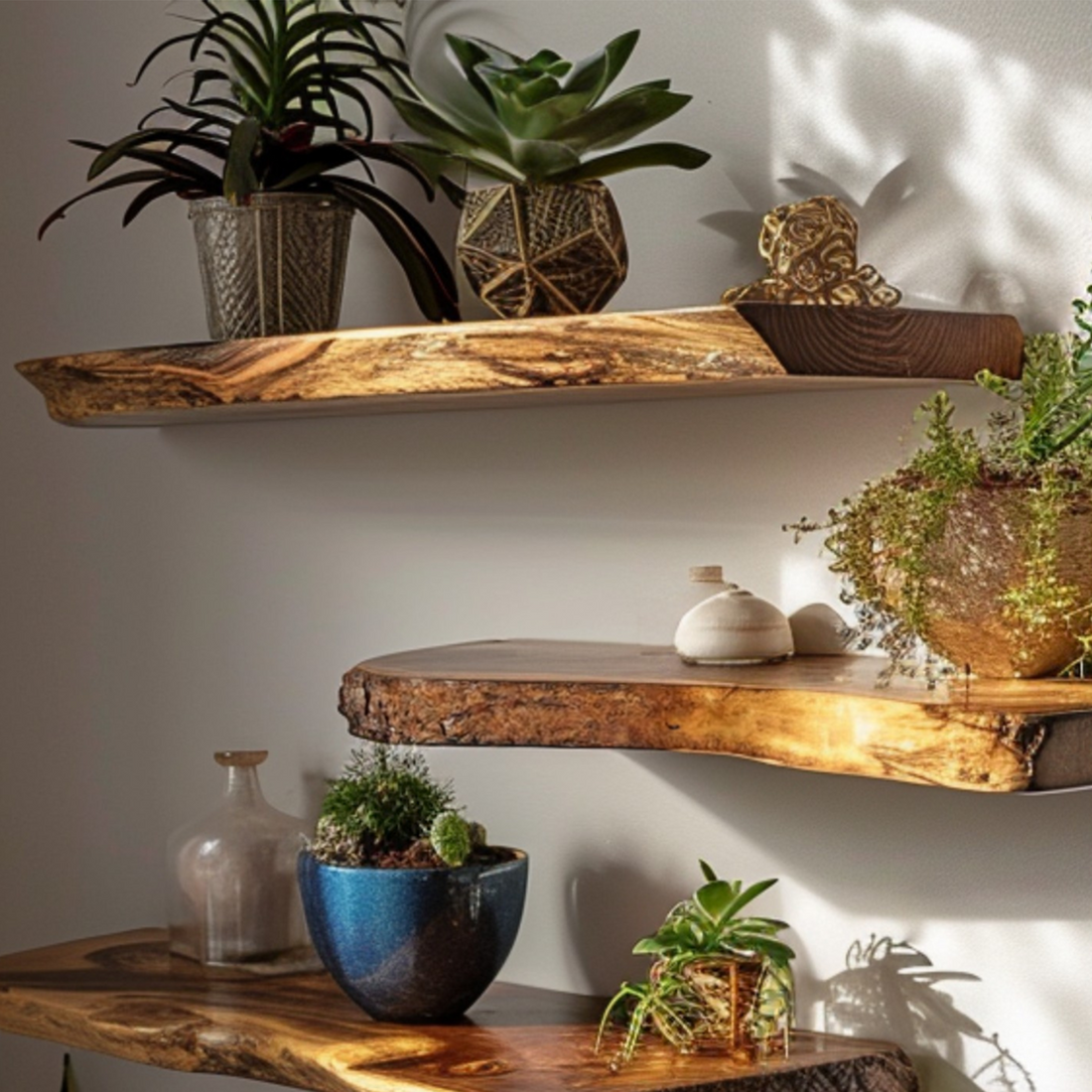 Live Edge Wood Shelf as Wall Art