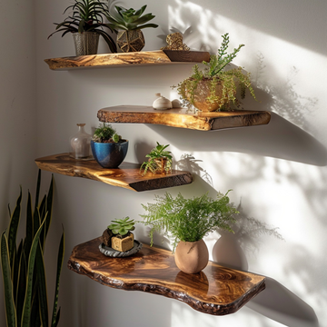 Live Edge Wood Shelf as Wall Art