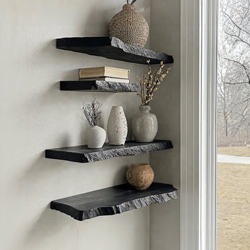 Live Edge Black Shelves for Home Decor