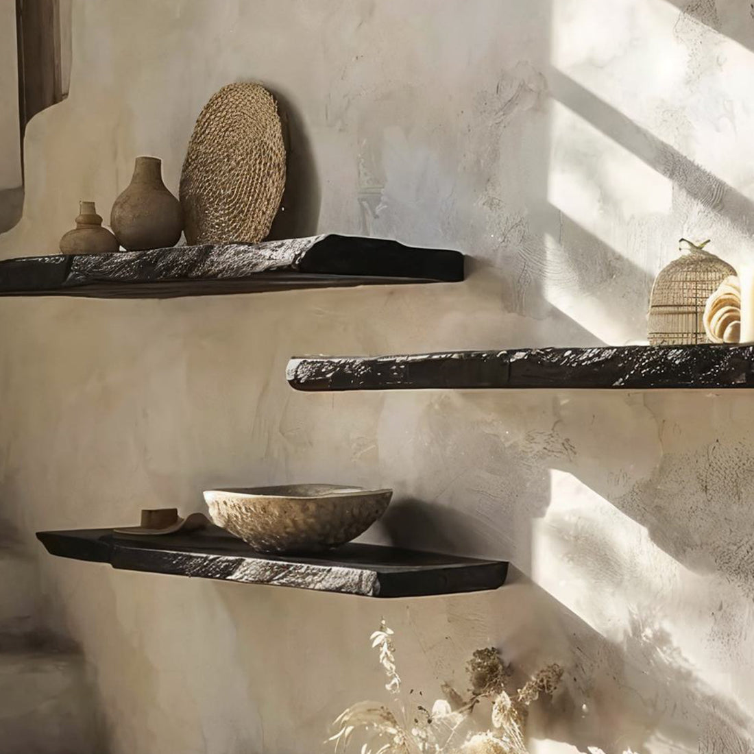 Handcrafted Black Floating Shelves