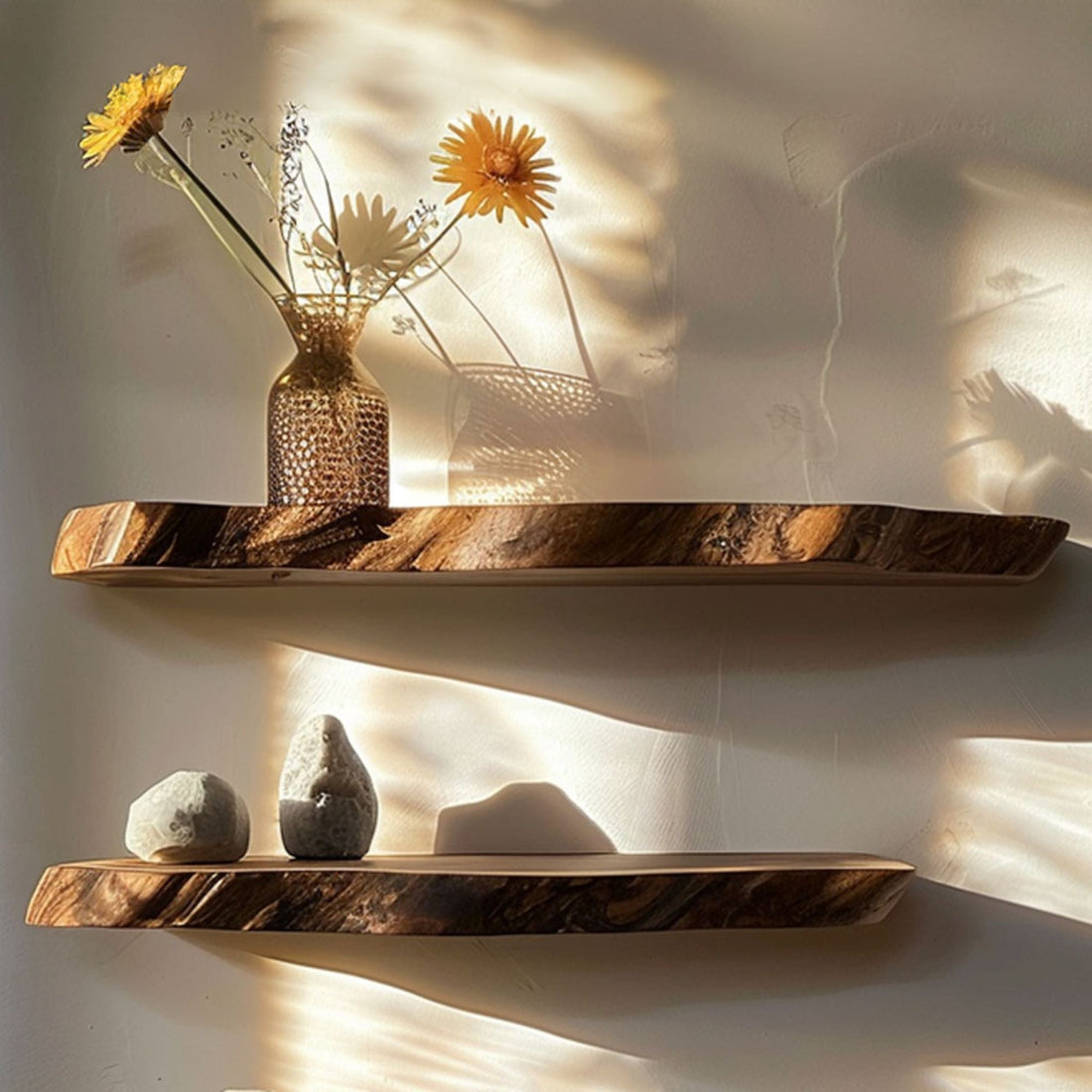 Handcrafted Live Edge Wooden Shelves