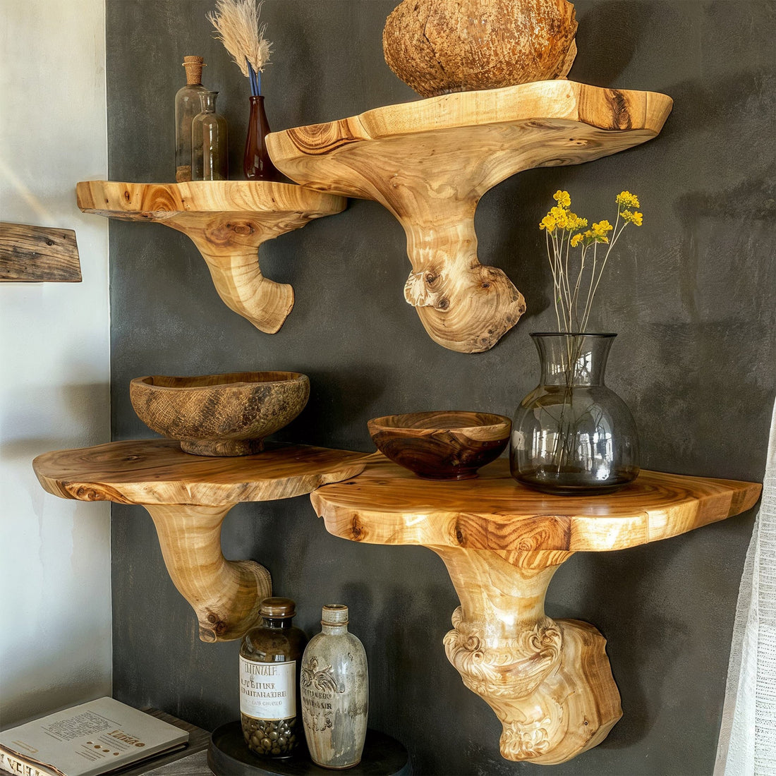 Living Edge Mushroom Floating Shelves Collection