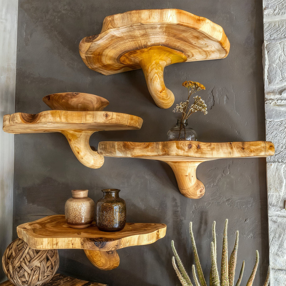 Unique Mushroom Corner Shelves for Decor