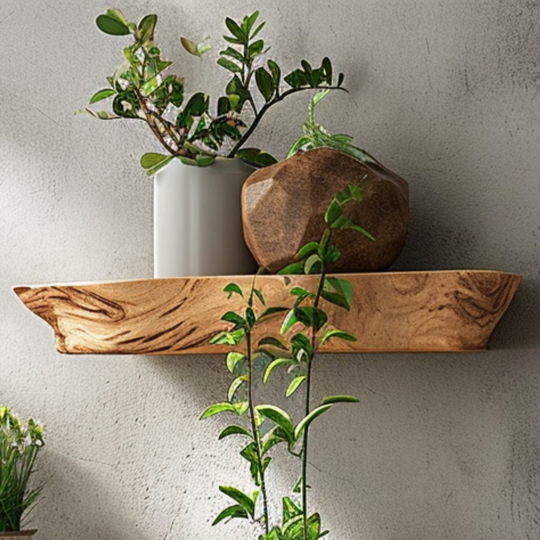 Wooden Floating Shelf with Live Edge