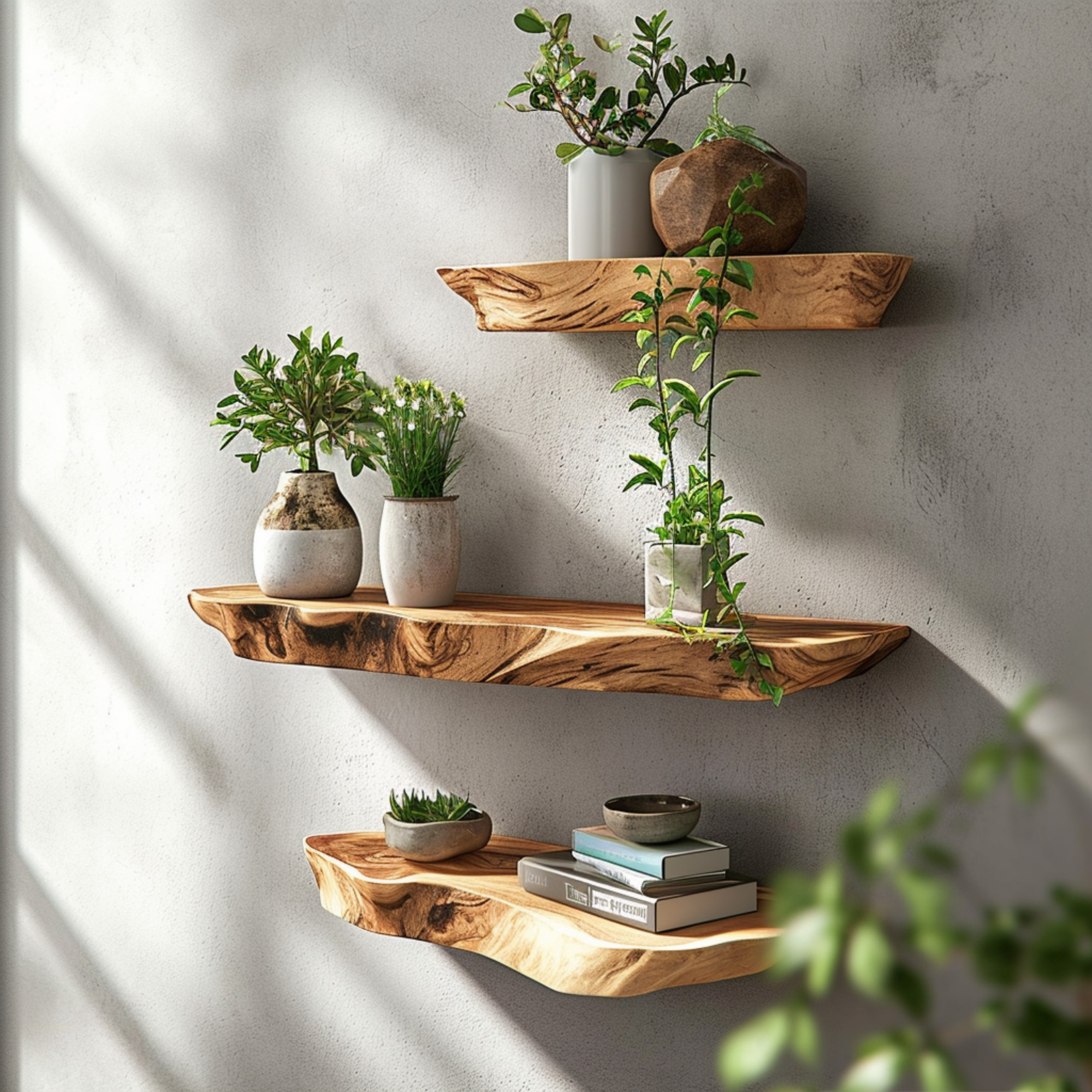 Wooden Floating Shelf with Live Edge