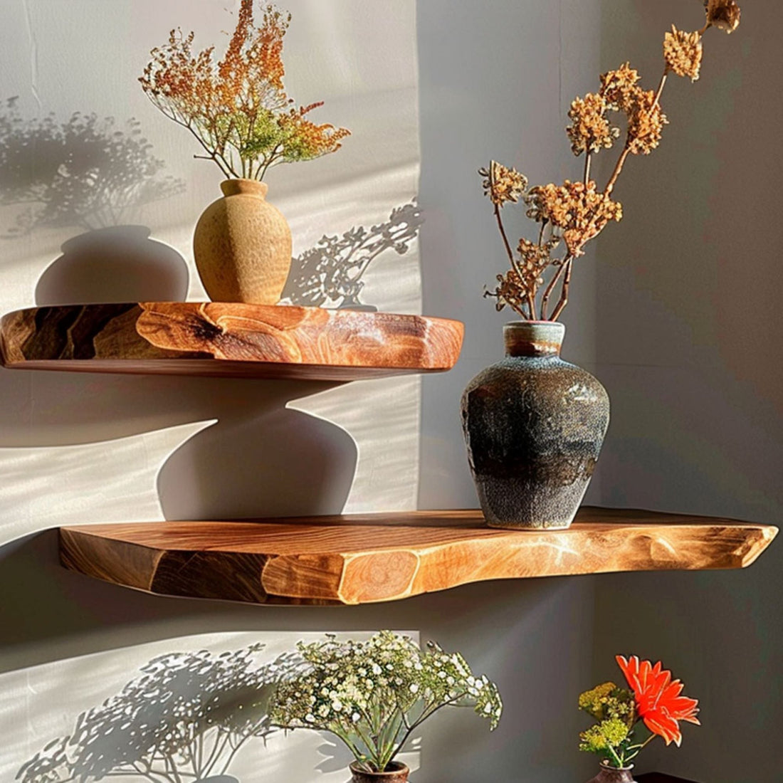 Collection of Floating Wooden Shelves