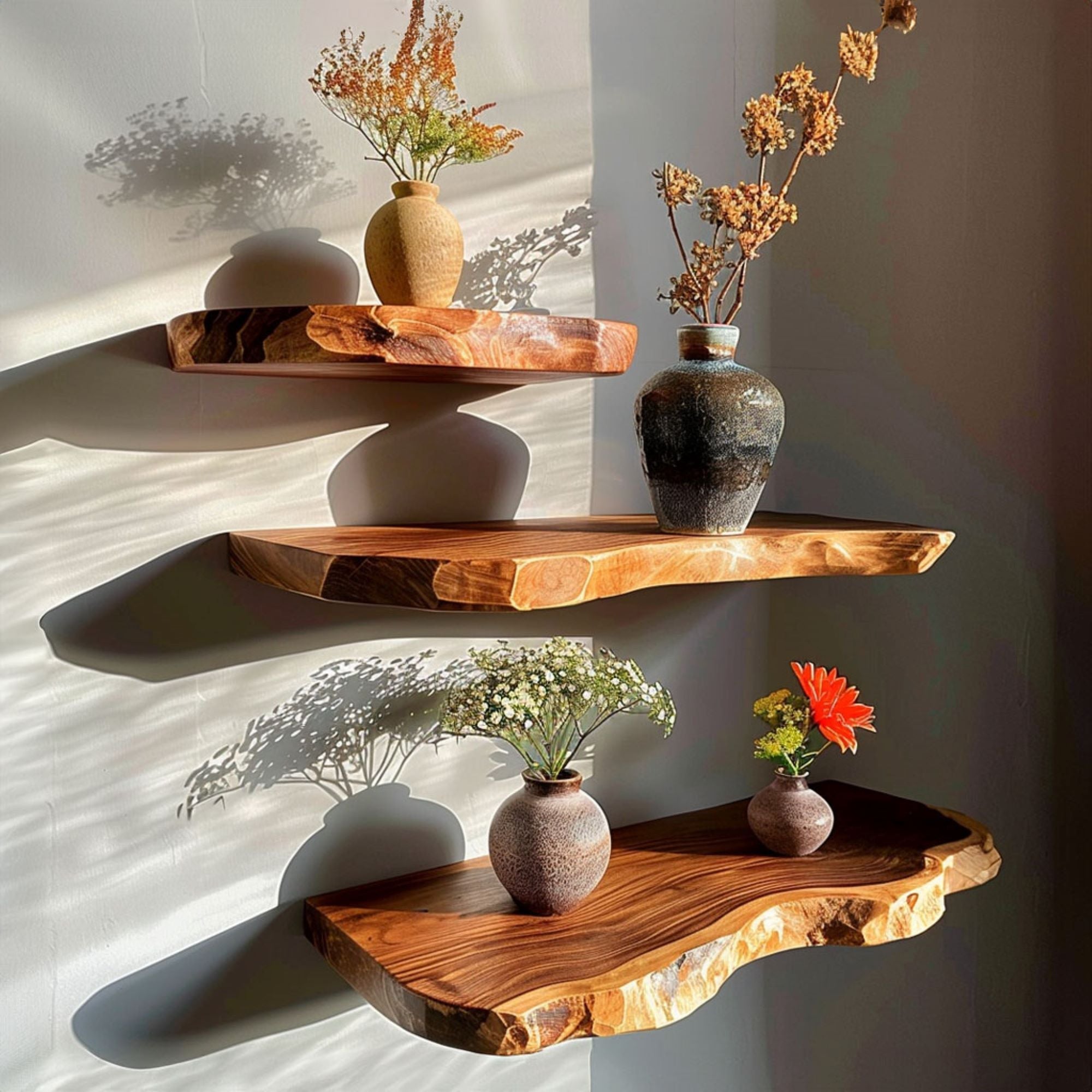 Collection of Floating Wooden Shelves