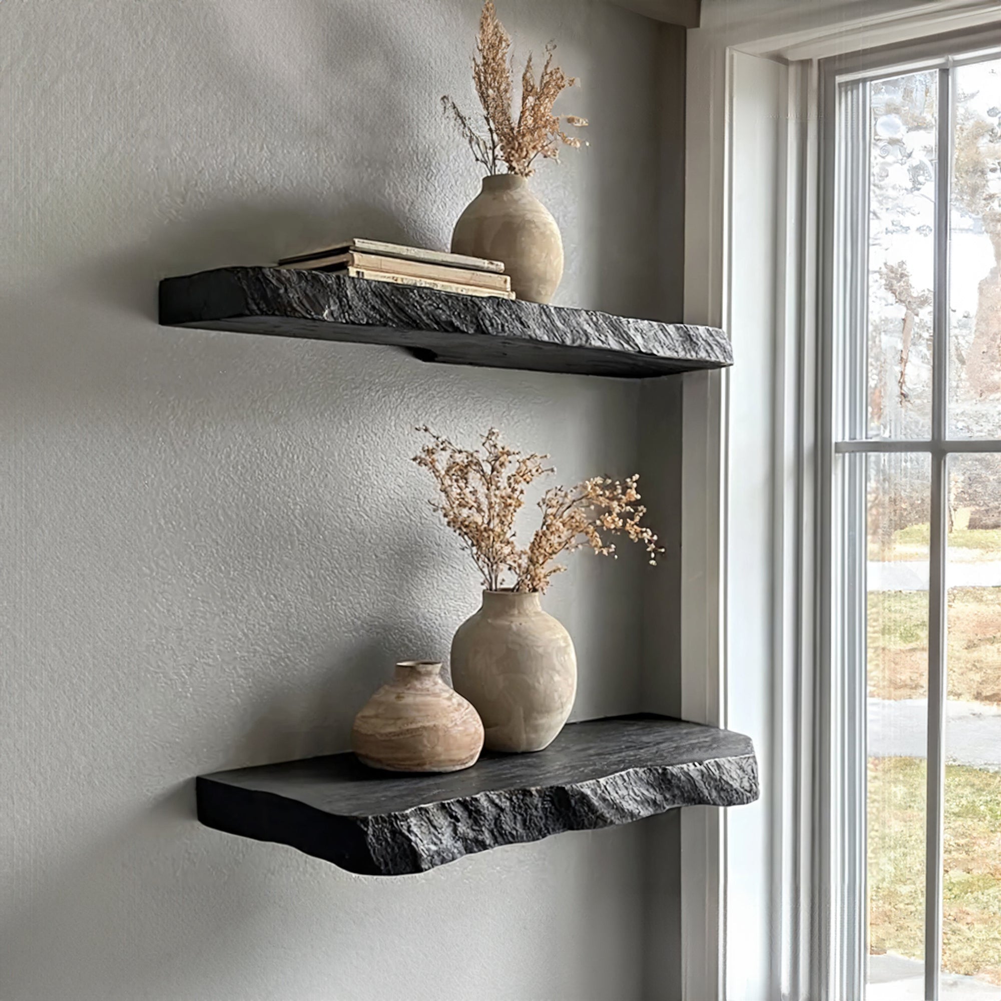 Handcrafted Black Floating Shelves