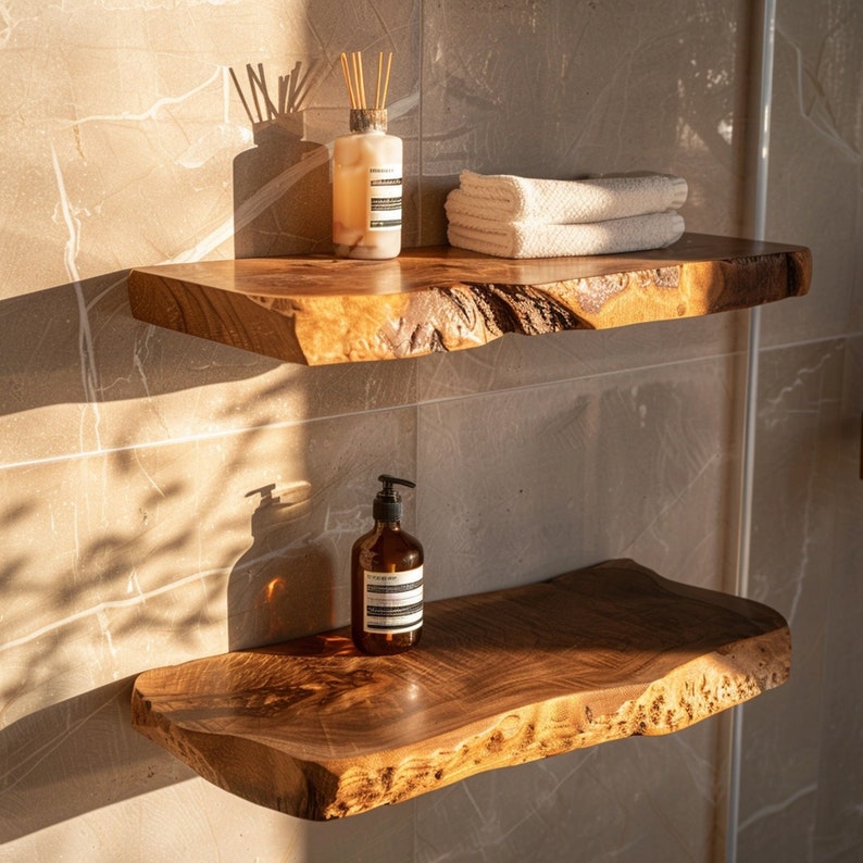 Live Edge Floating Wood Shelf