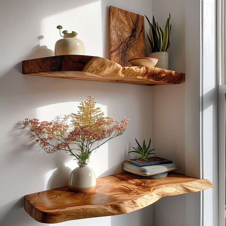 Decorative Live Edge Walnut Shelf