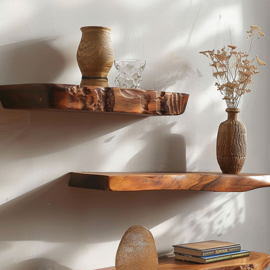 Floating Edge Wooden Shelves