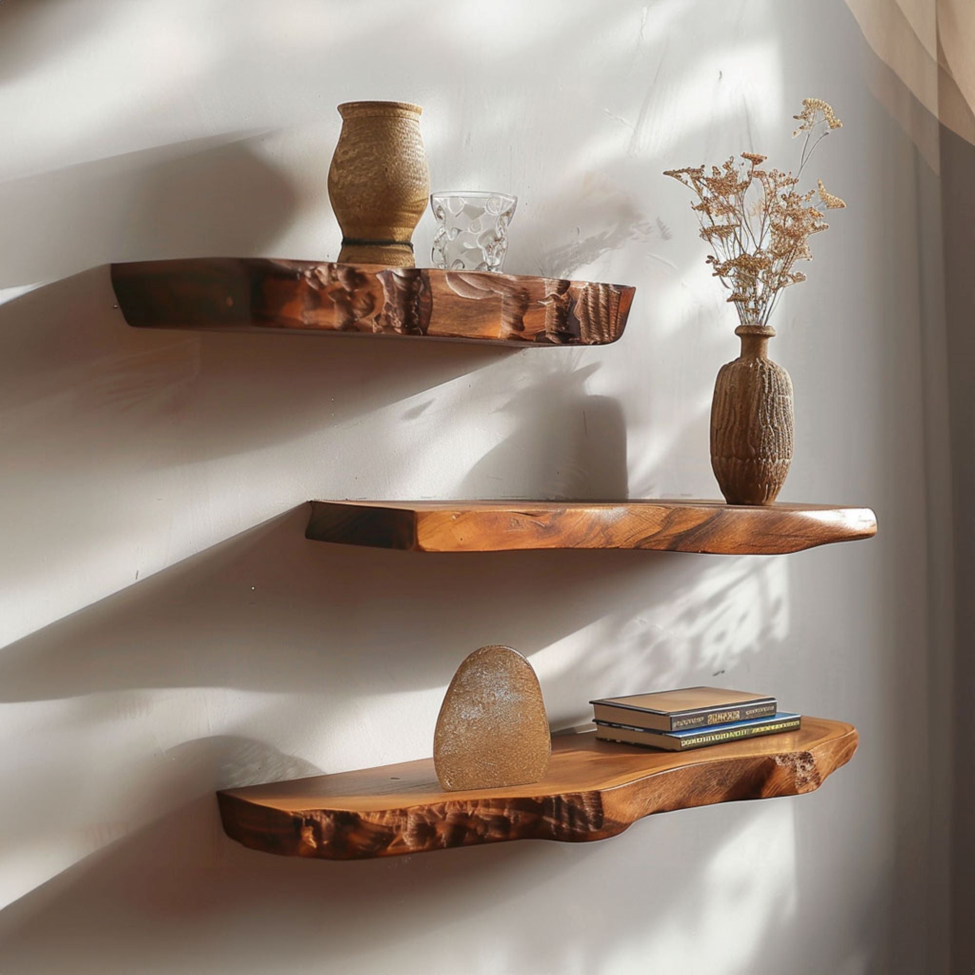 Floating Edge Wooden Shelves