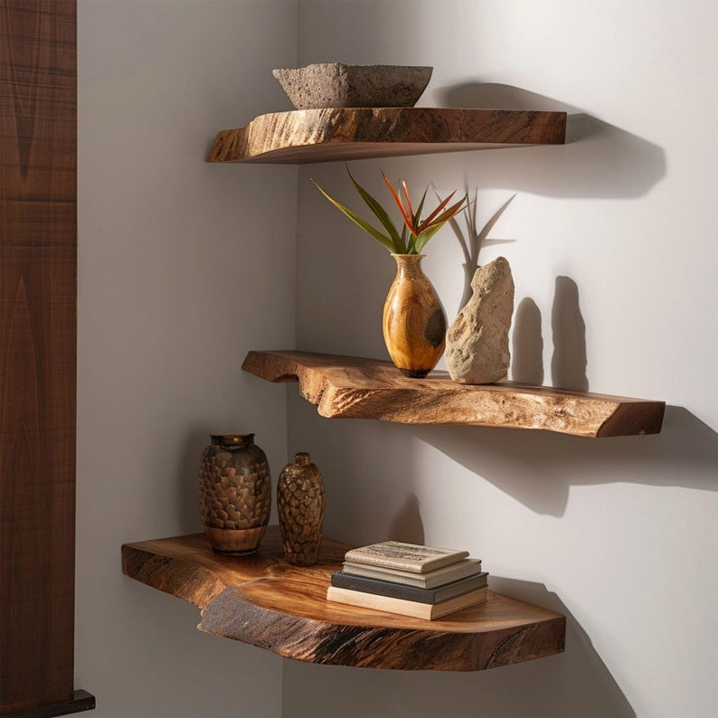 Live Edge Floating Wood Shelf