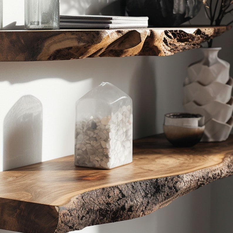 Live Edge Floating Shelf for Decorative Display