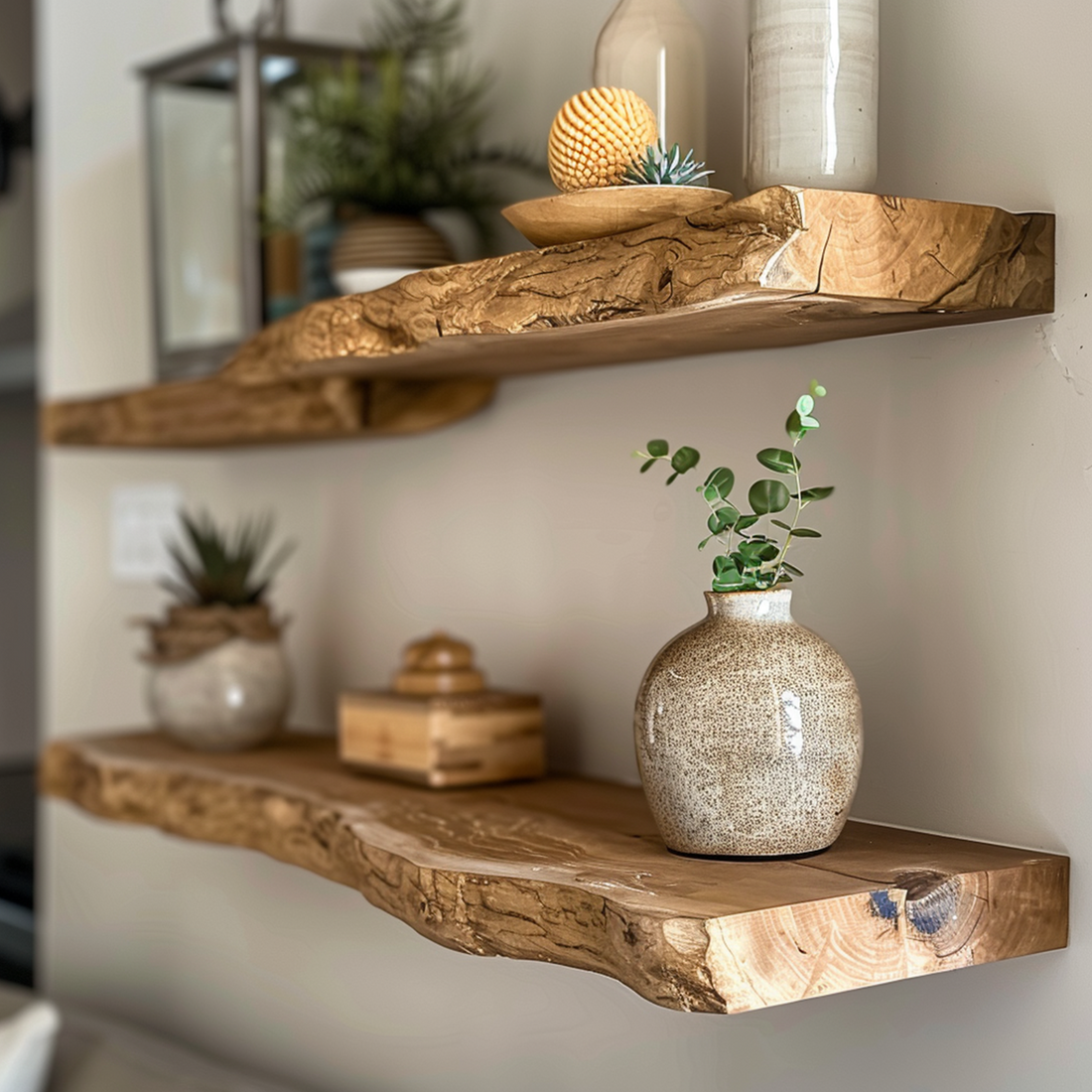 Live Edge Oak Floating Shelf