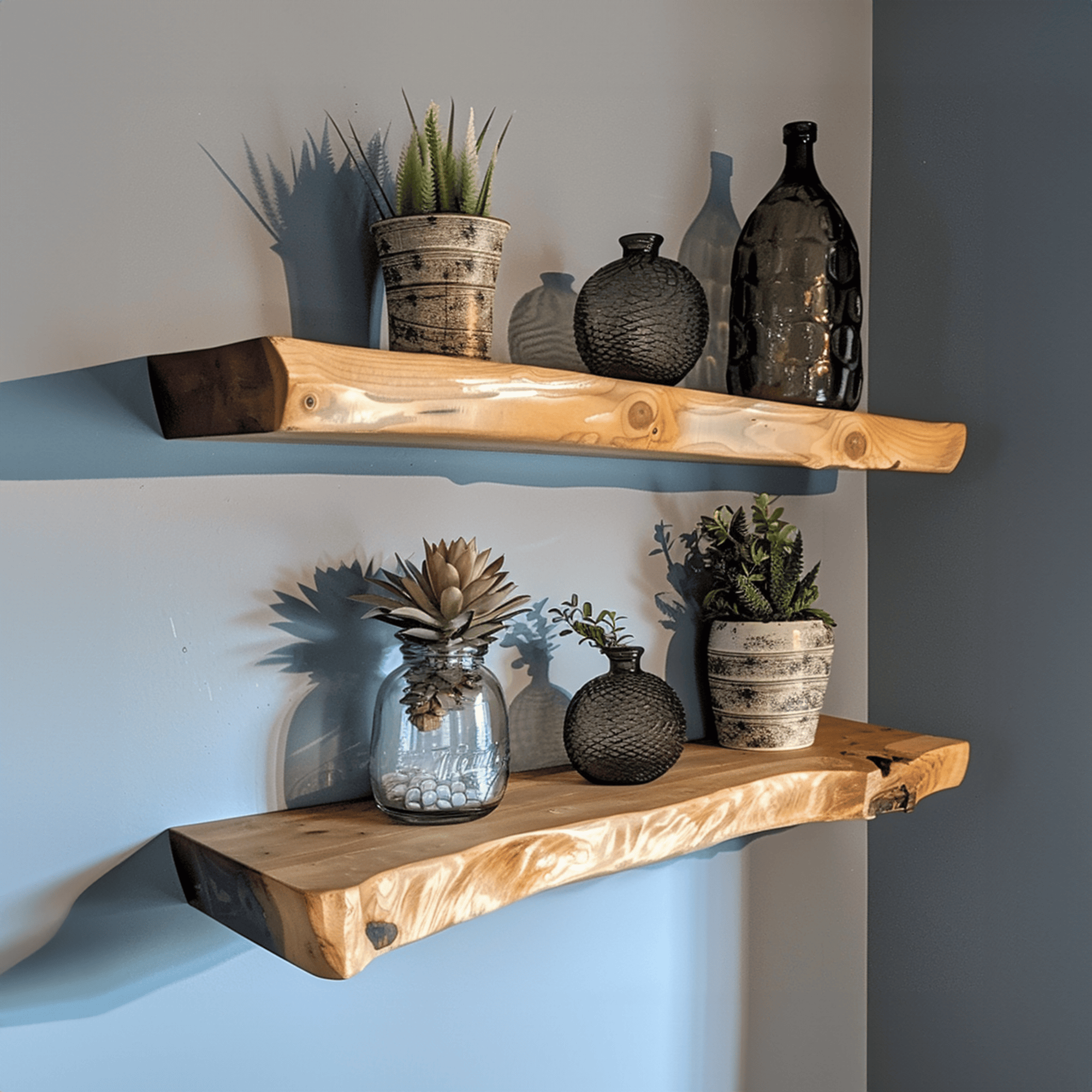 Live Edge Oak Floating Shelf