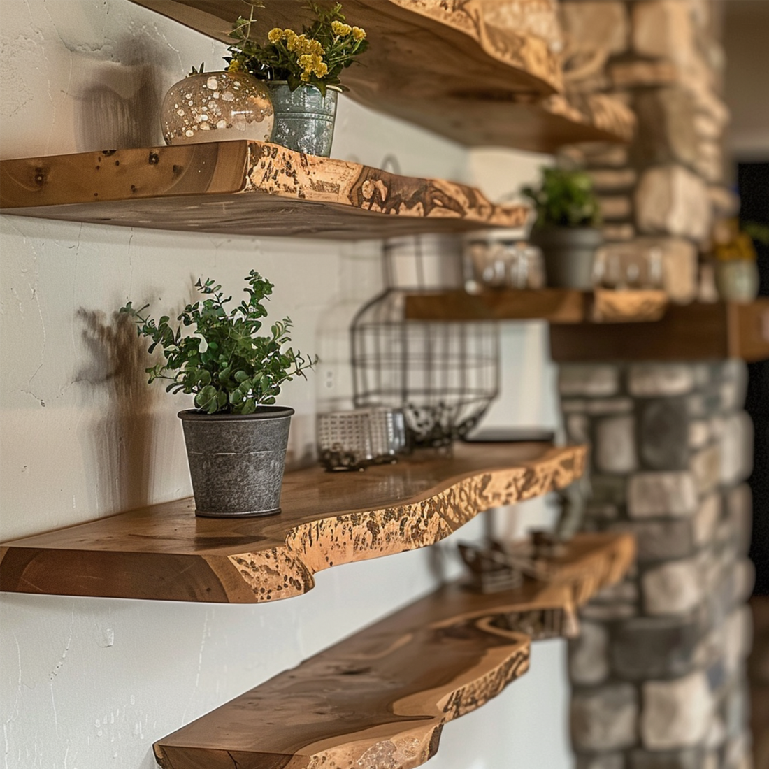 Rustic Live Edge Floating Shelf Design