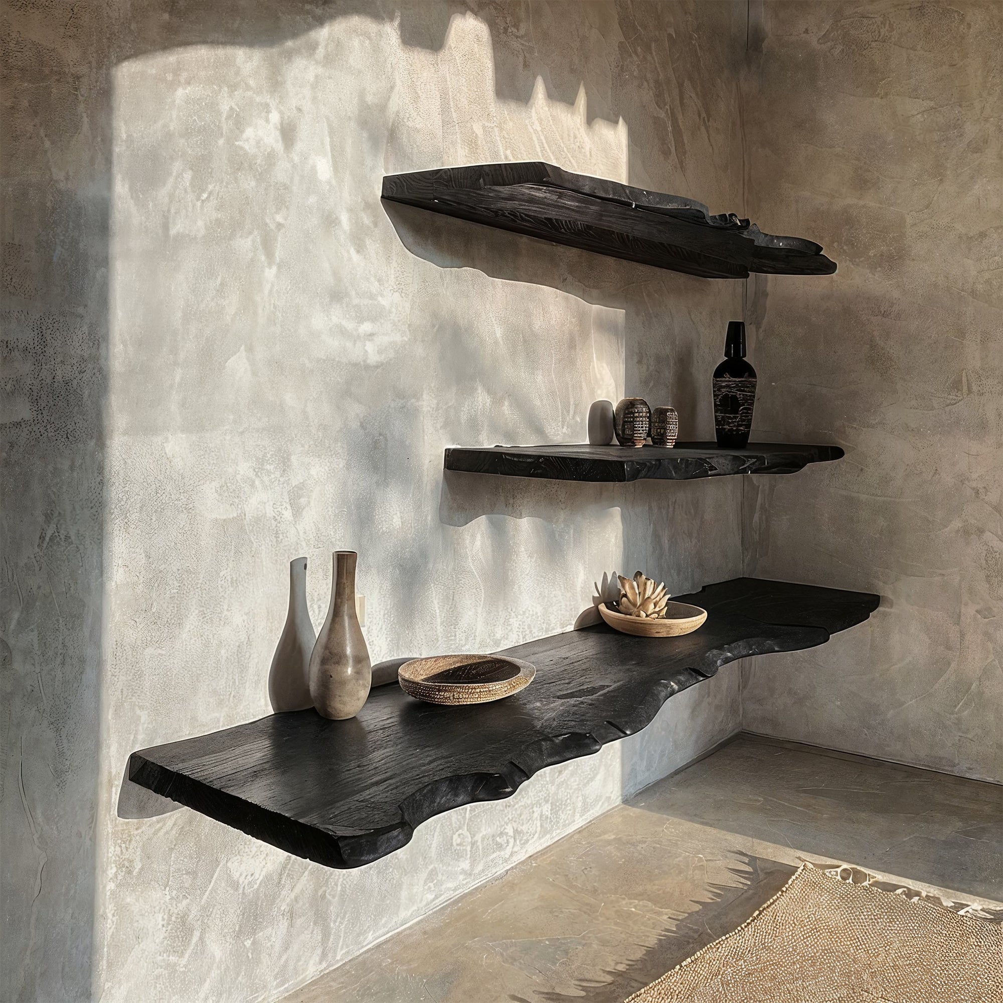 Black Floating Edge Shelves