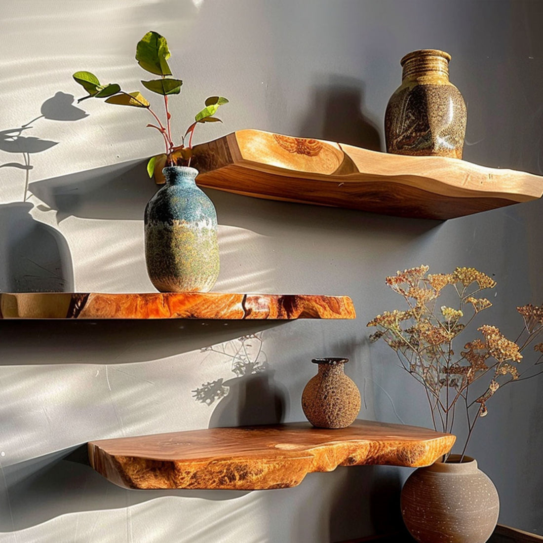 Live Edge Floating Shelves for Wall Display